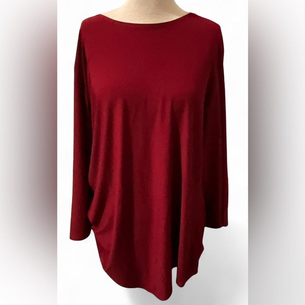 Creations Dark Red Long Sleeve Blouse Women’s Plus Size 1X Elegant Top
